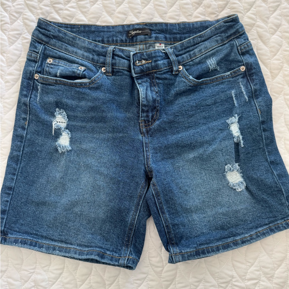 Supplies Distressed Blue Denim Shorts